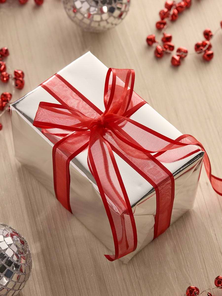 Pearlised Organza Ribbon - Festive Red 25m