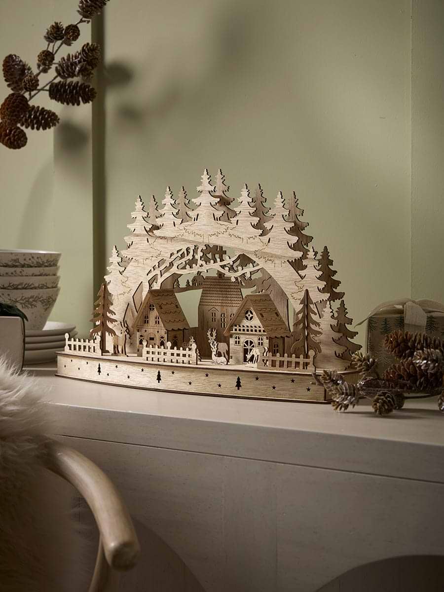 Festive Forest Wooden Lit Village