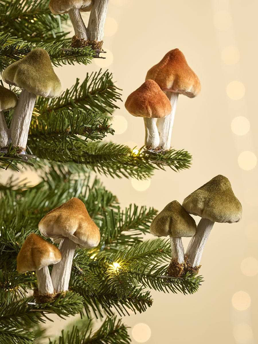 Six Velvet Mushroom Clips