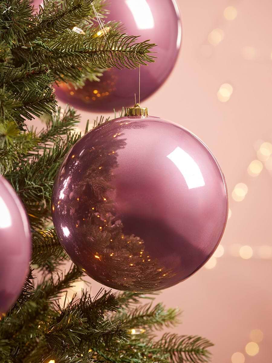 Three Oversized Shatterproof Baubles - Mauve - 20cm