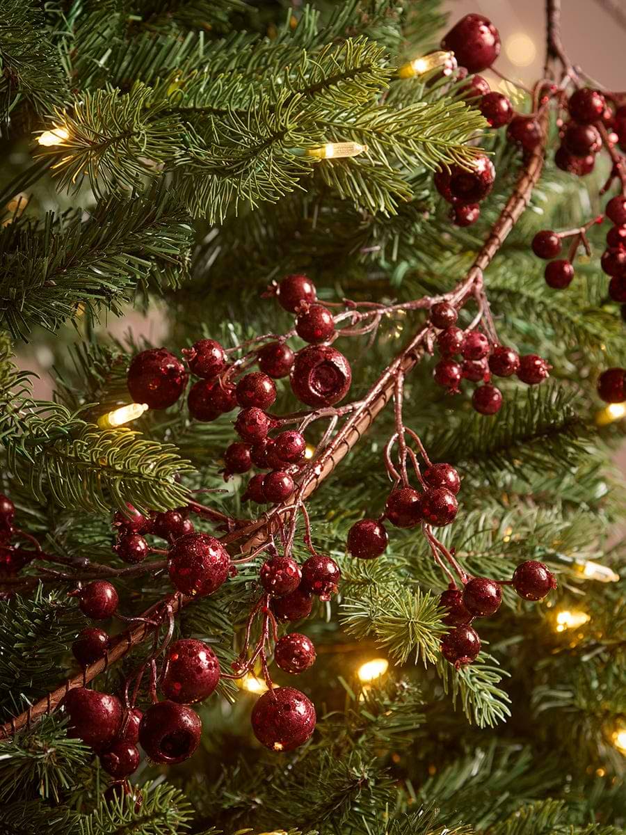 Glittered Berry Garland - Deep Red