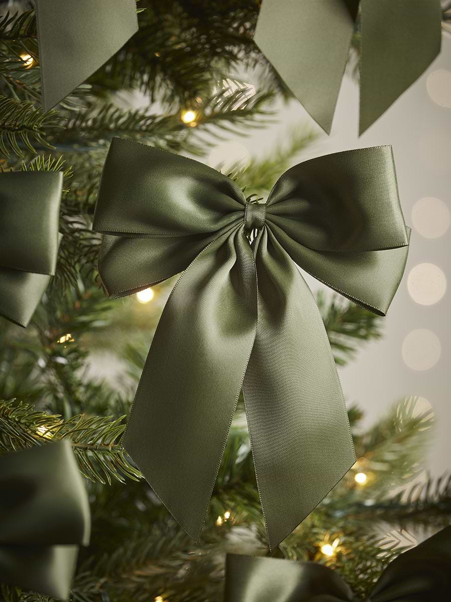Twelve Satin Tree Bows - Moss