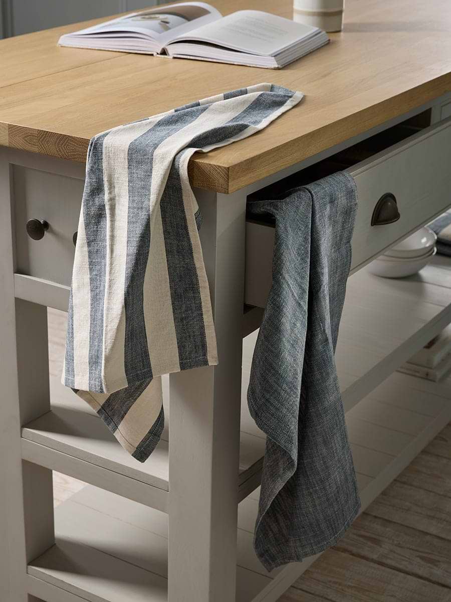 Two Cotton Tea Towels - Nautical Stripe