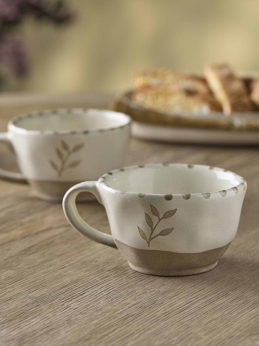 Two Tea Cups - Ochre Leaf
