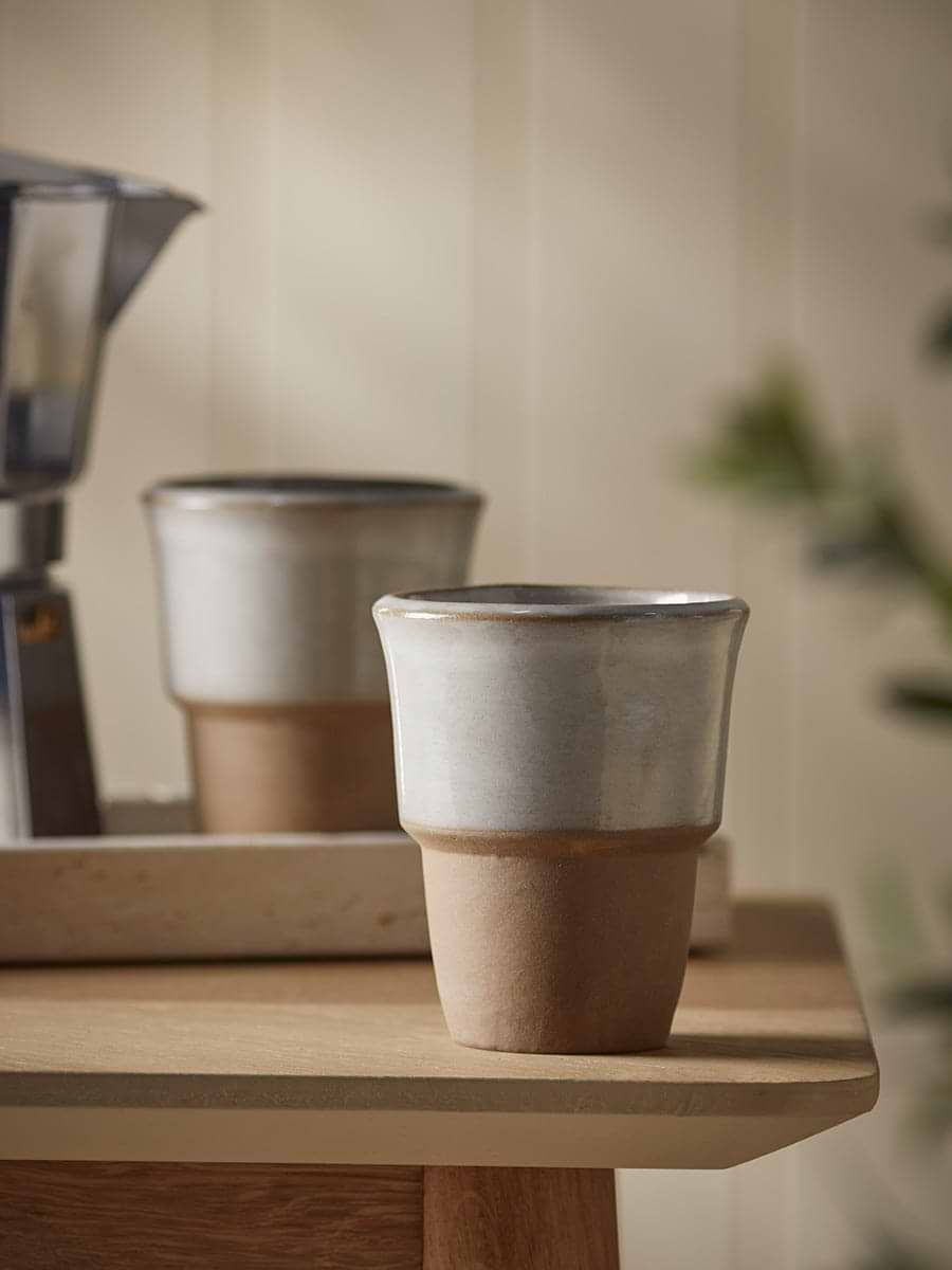 Two Glazed Stoneware Coffee Cups