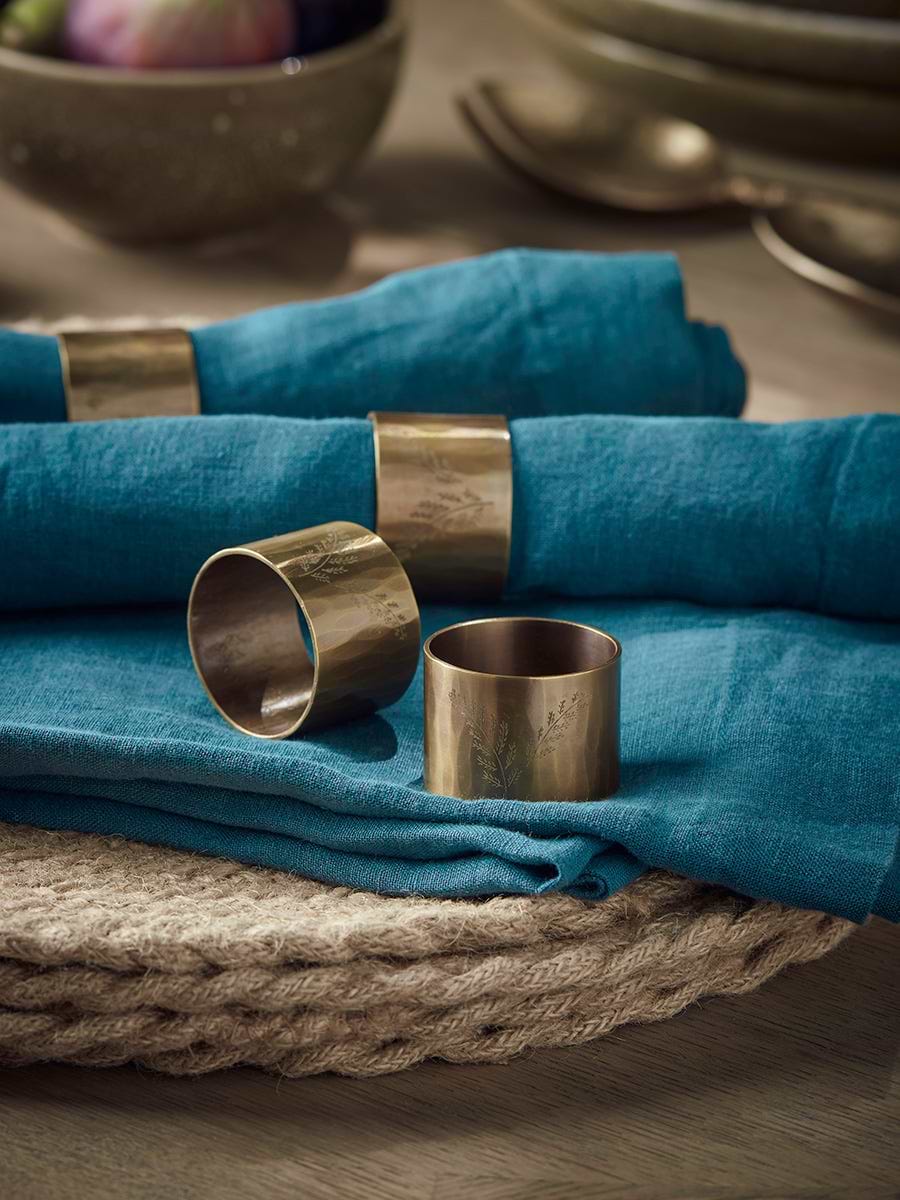 Four Fern Brass Napkin Rings