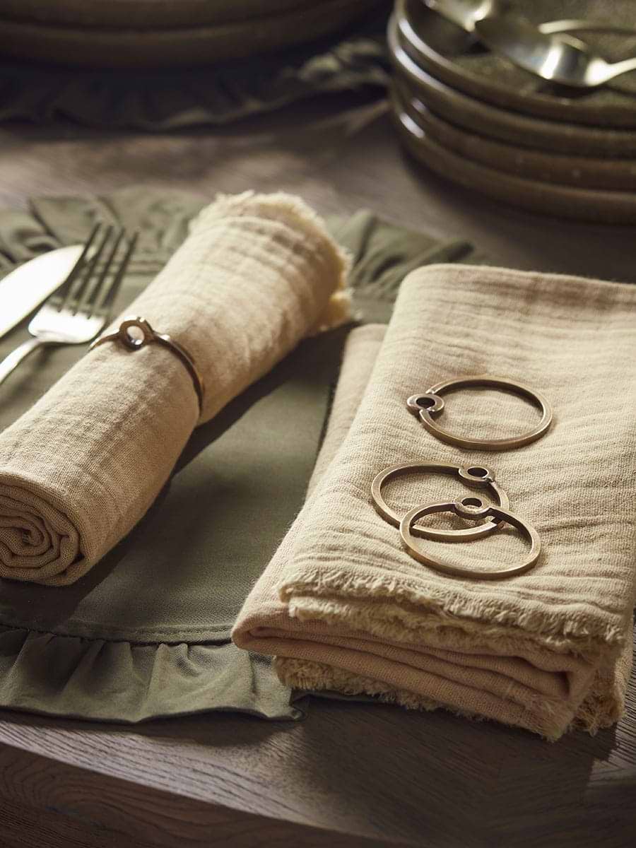 Four Brass Napkin Rings with Loops
