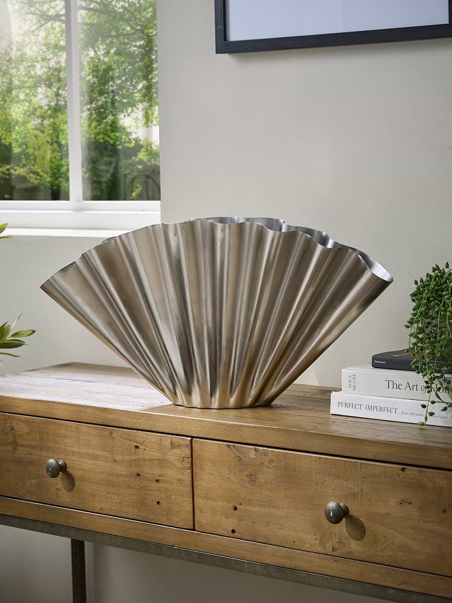 Statement Fluted Display Vase - Steel Finish