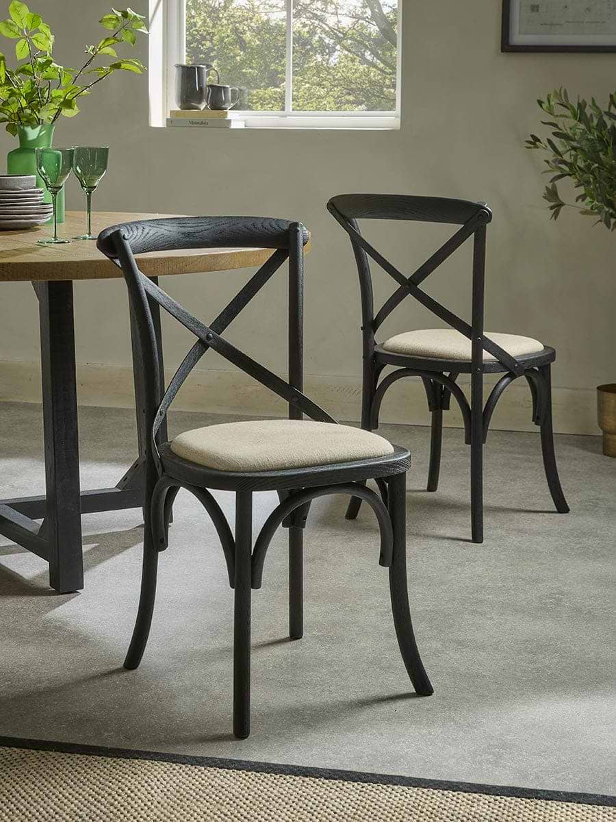 Black Oak Cross Back Dining Chair - Set of 2