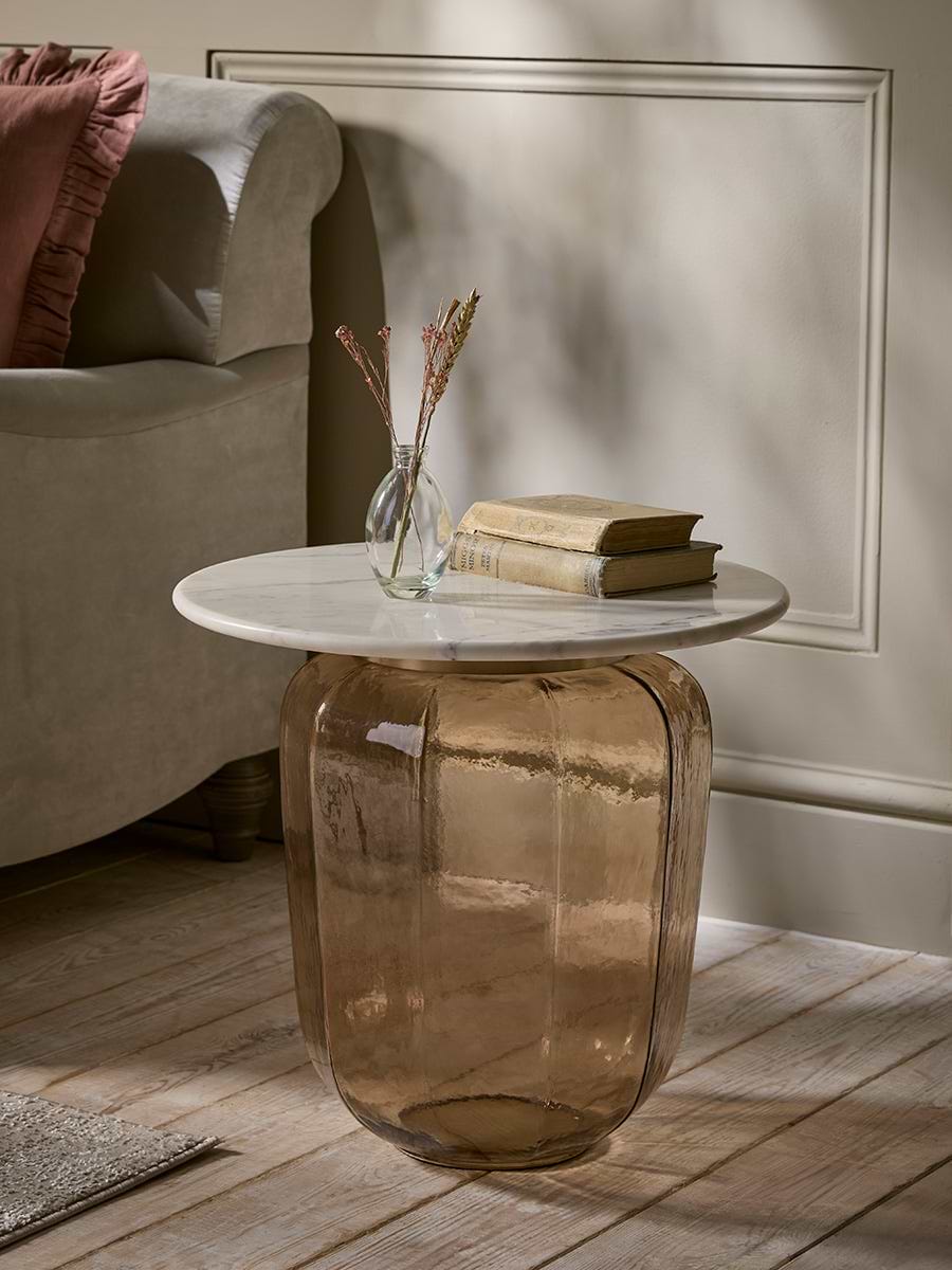 Blush Glass & Marble Coffee Table