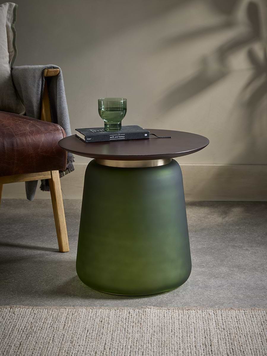 Frosted Green Glass Side Table