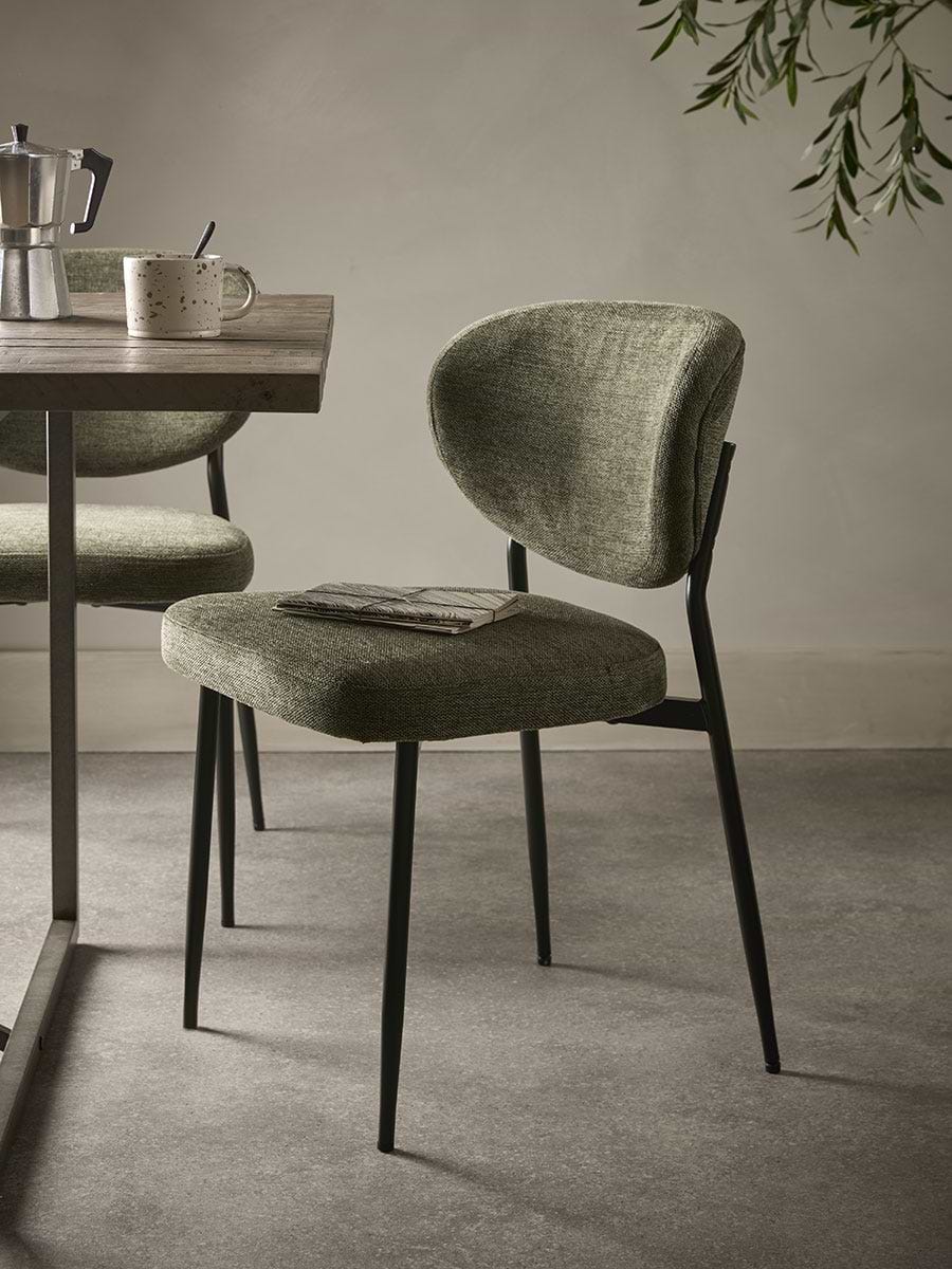 Green Boucle Upholstered Dining Chair - Set of 2