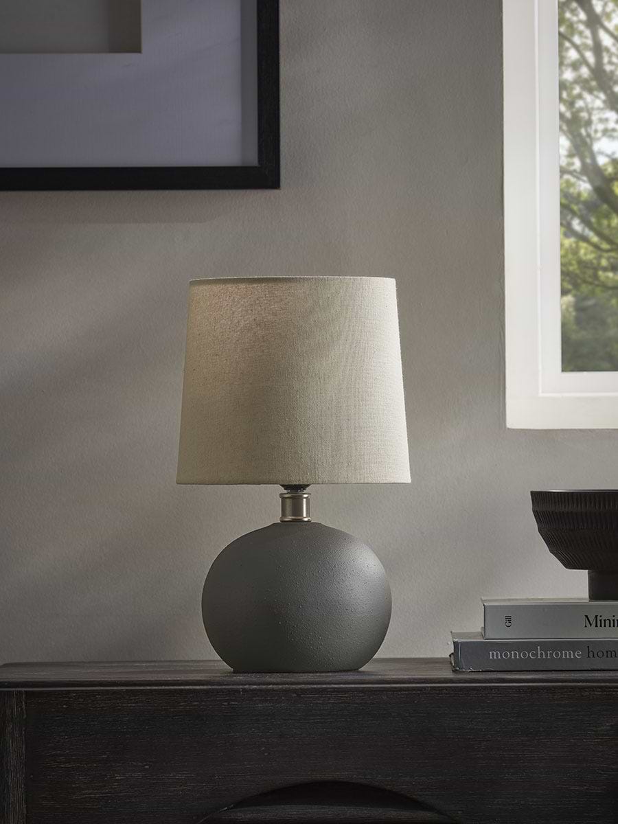 Round Textured Table Lamp - Grey