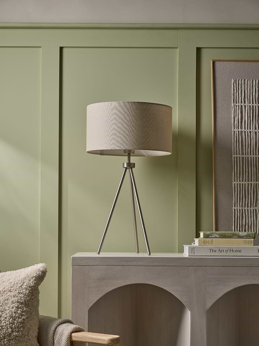 Brushed Silver Tripod Table Lamp