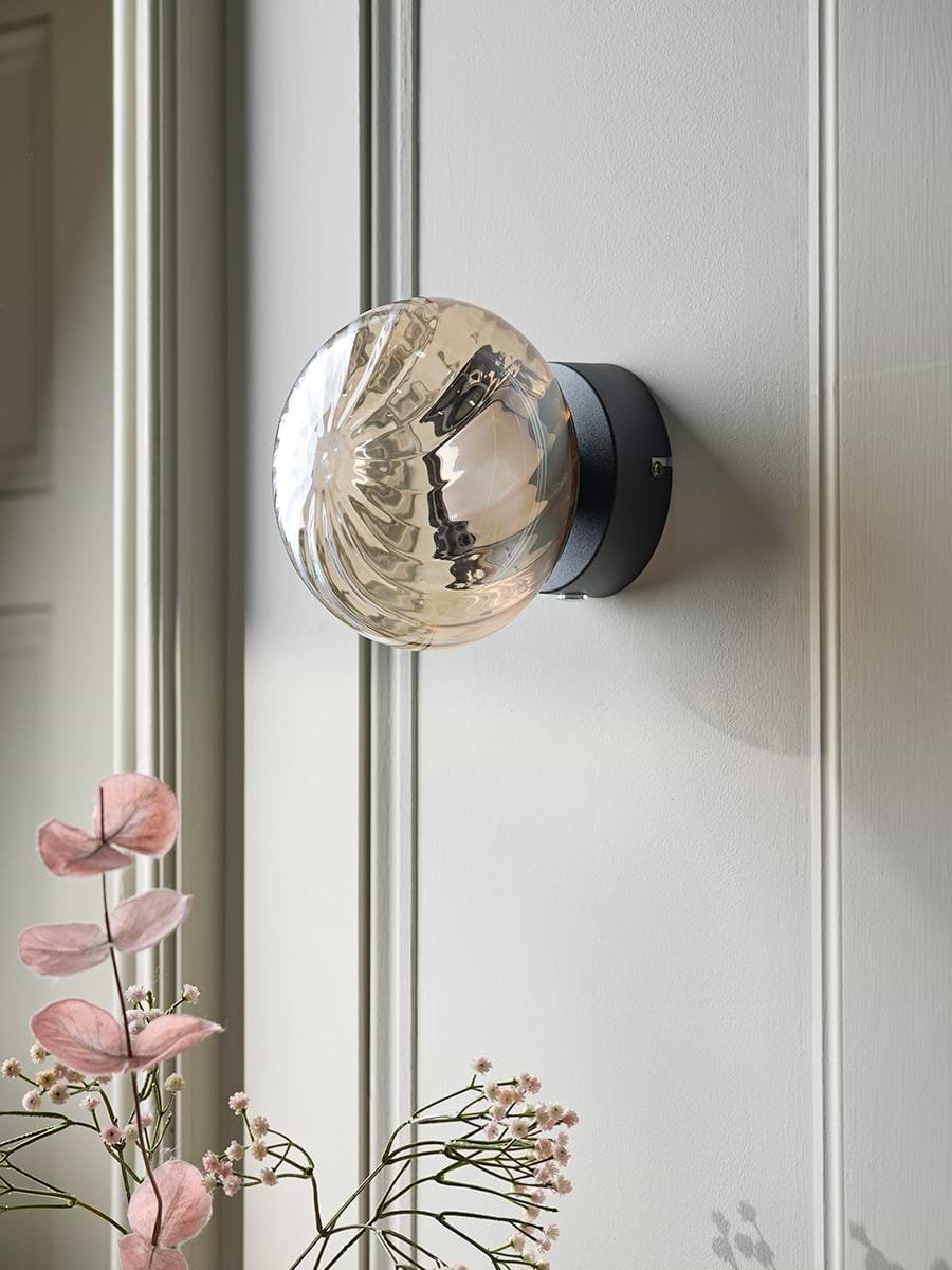 Amber Spiral Glass Wall Light