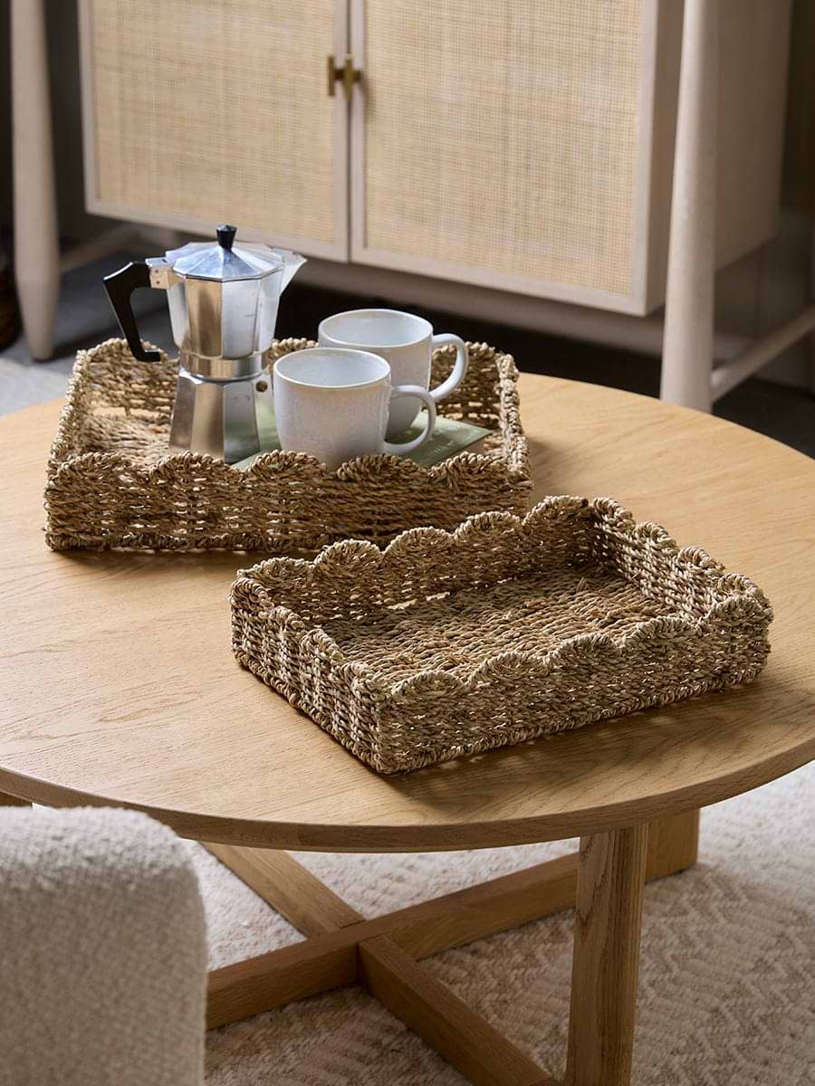 Two Nesting Scalloped Seagrass Storage Trays