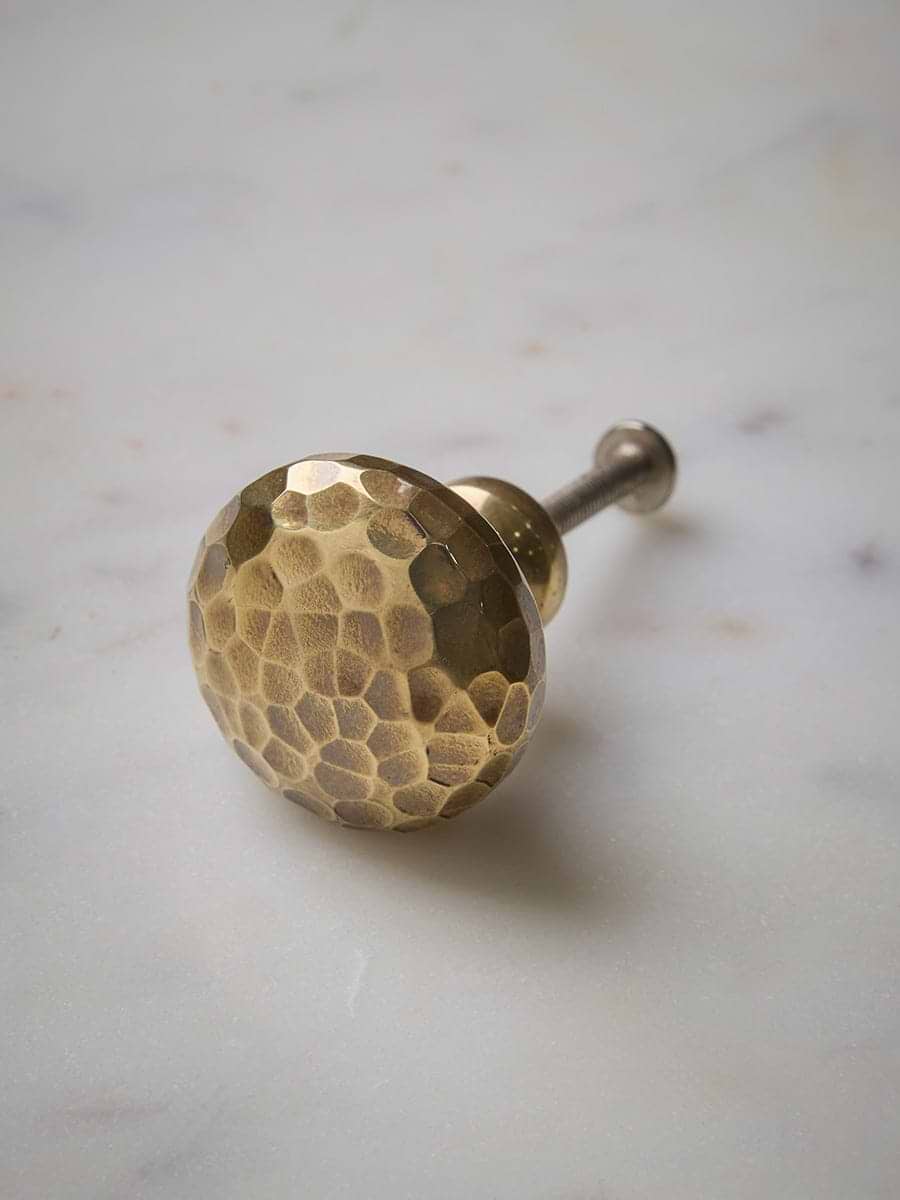 Hammered Knob - Aged Brass
