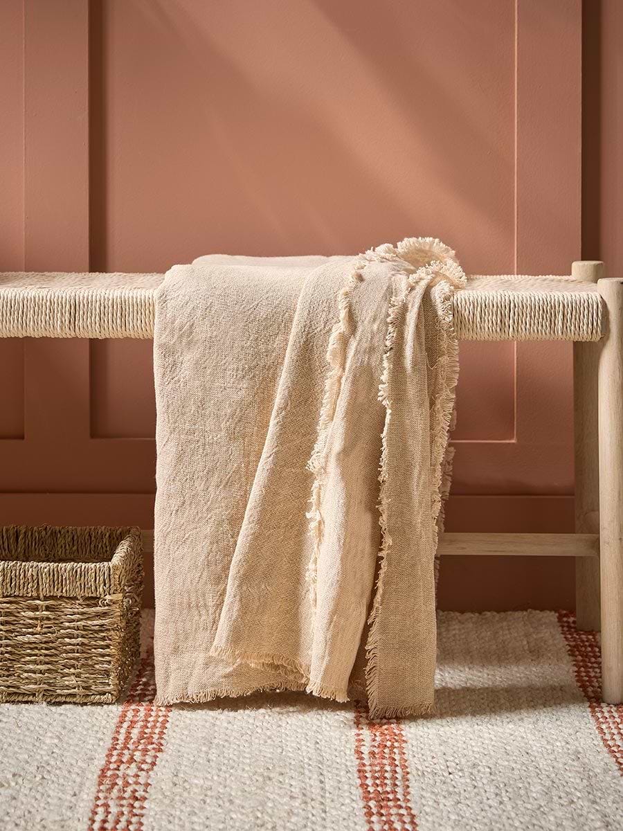 Frayed Edge Bedspread - Natural