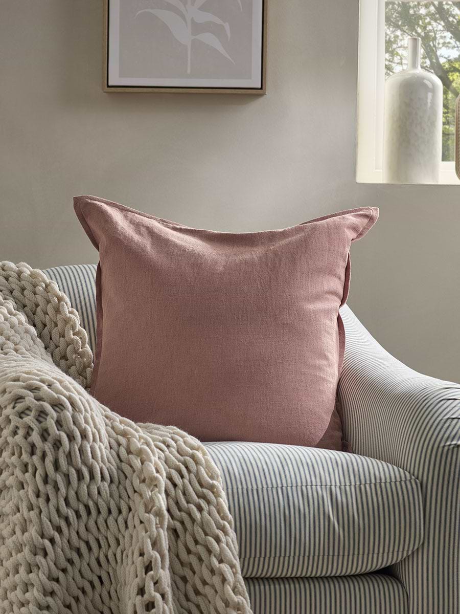 Cotton Linen Large Square Cushion Cover - Vintage Rose