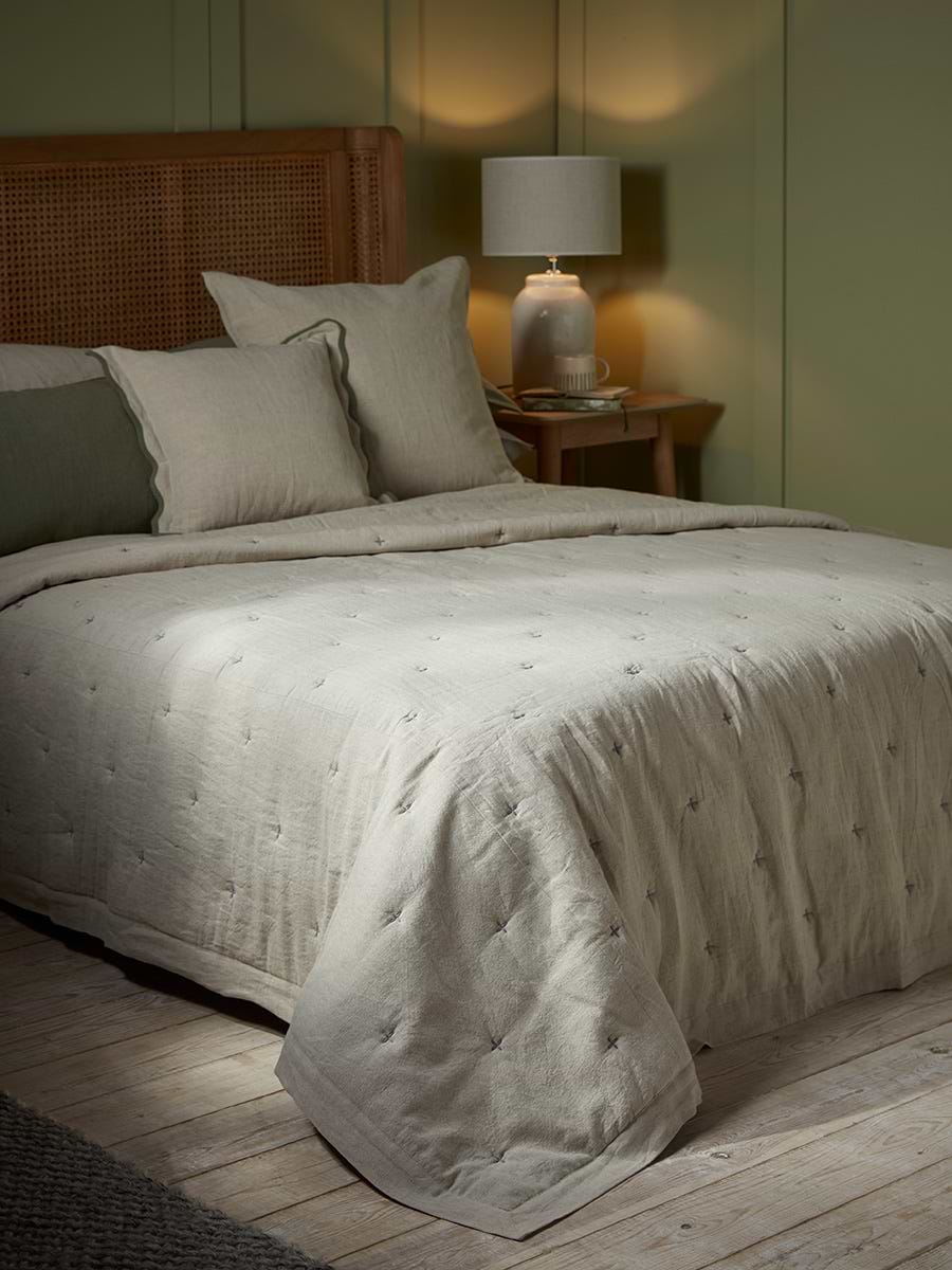Cotton Linen Kingsize Quilt - Natural