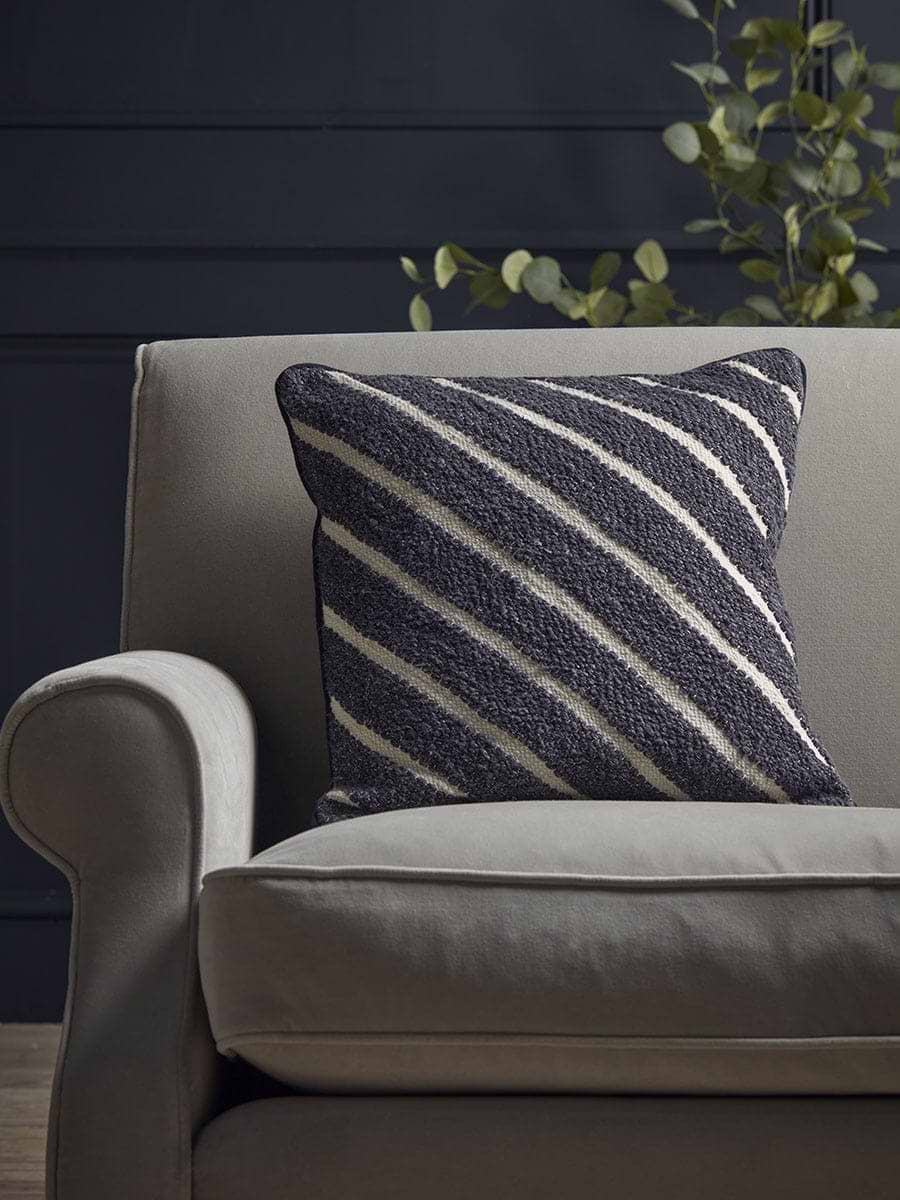 Textured Wide Stripe Cushion - Navy