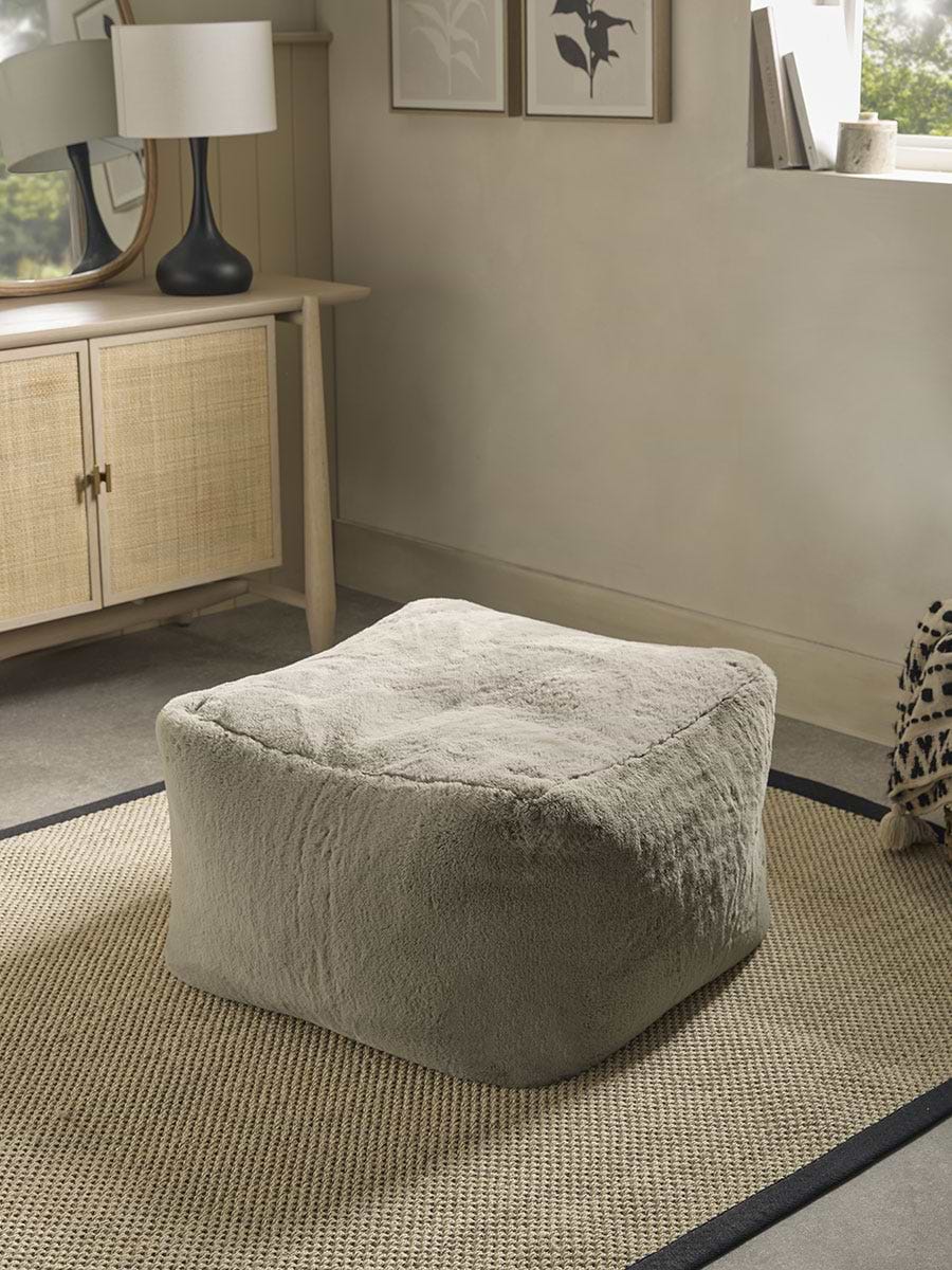 Cosy Luxe Faux Fur Pouffe - Mink
