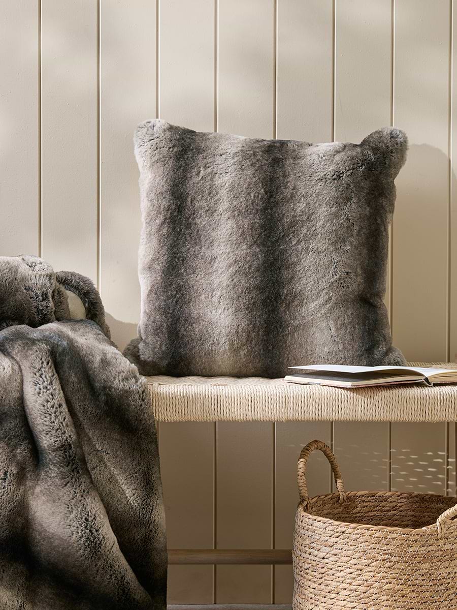 Supersoft Faux Fur Cushion - Brown Rabbit