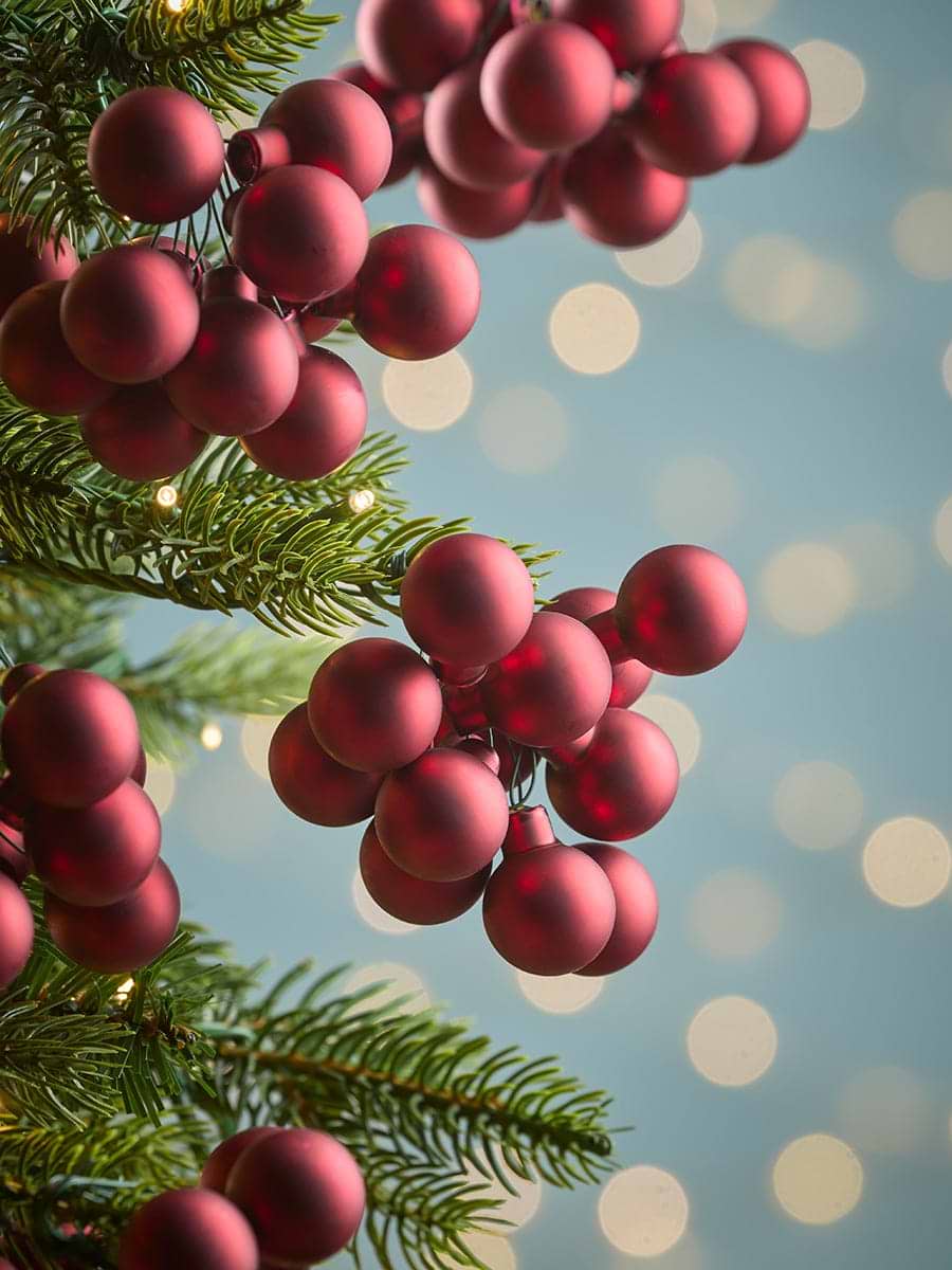Twelve Glass Bauble Picks - Festive Red