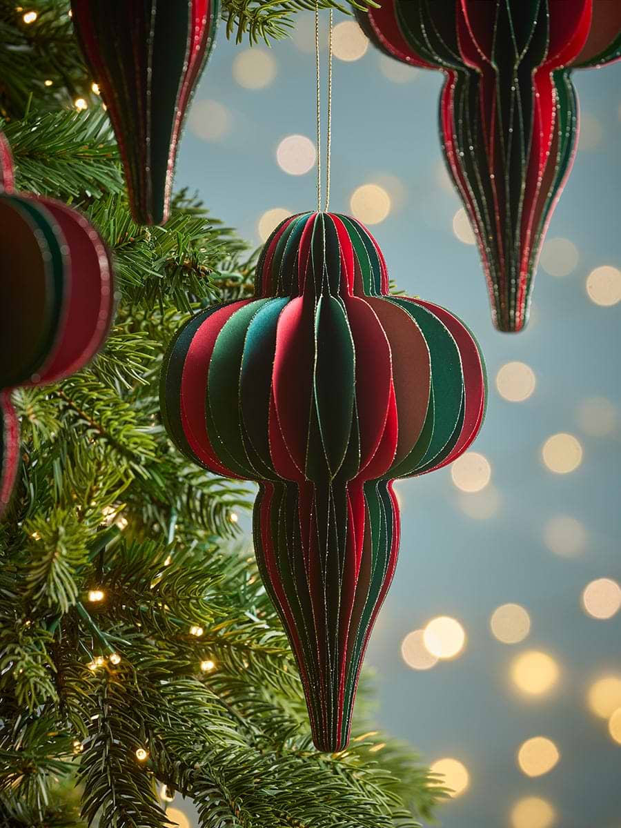 Four Oversized Striped Honeycomb Paper Drops - Multi