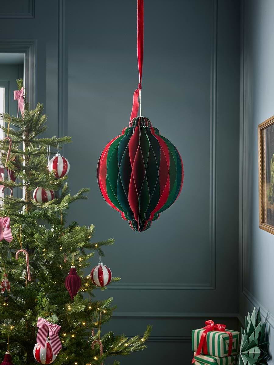 Supersized Striped Honeycomb Paper Bauble - Multi