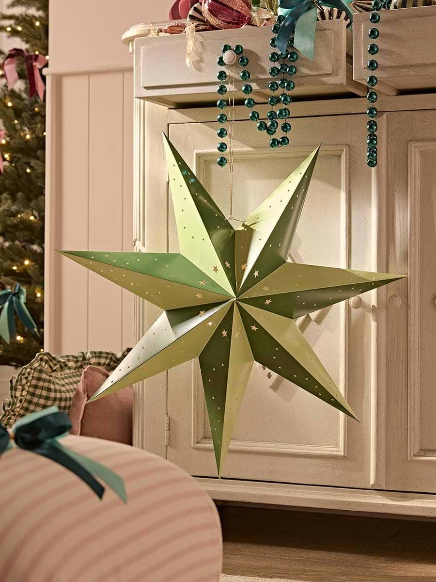 Striped Hanging Star - Green
