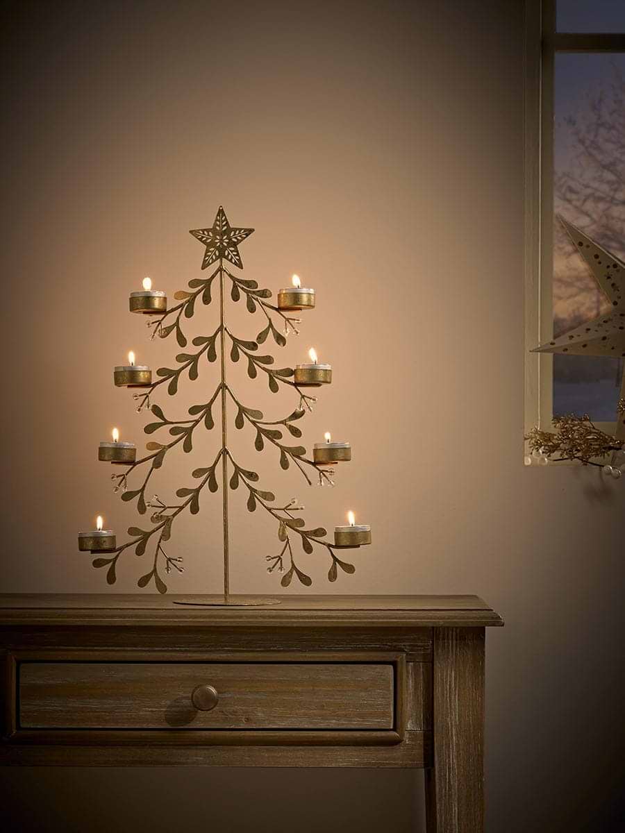 Golden Leaf Tree Candle Holder