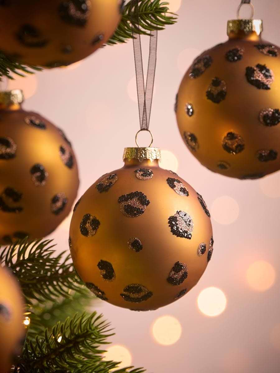 Six Really Wild Glass Christmas Baubles