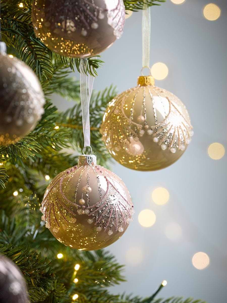 Six Luxury Embellished Bow Baubles