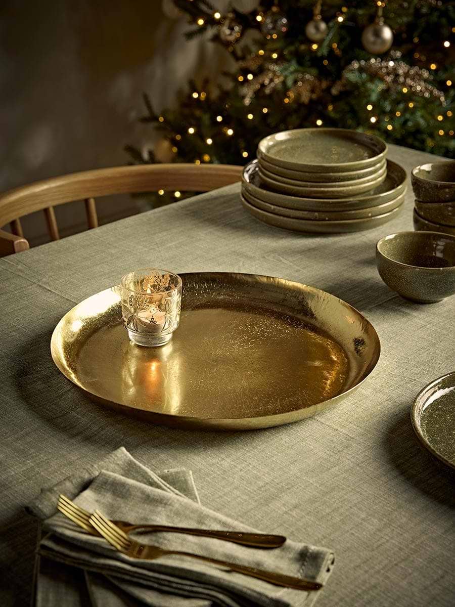 Gold Handmade Circular Tray - Medium