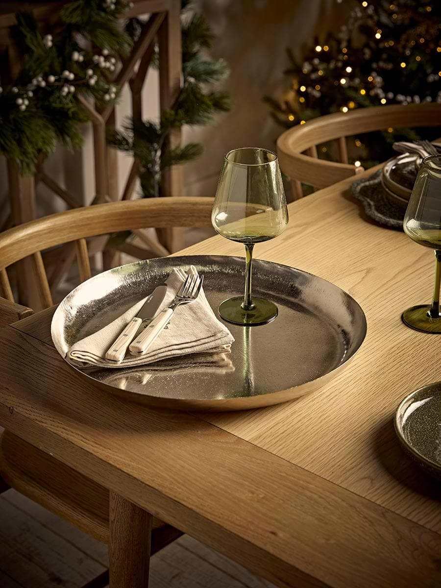 Silver Handmade Circular Tray - Medium