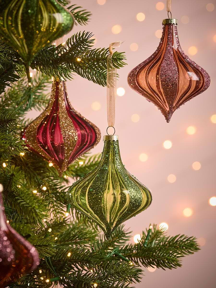 Six Glitter Stripe Glass Drops - Large