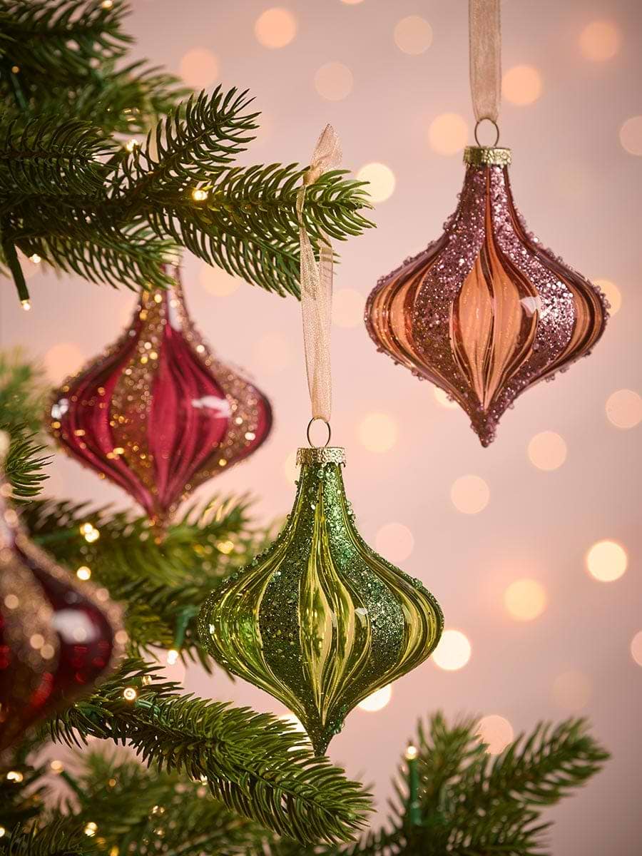 Six Glitter Stripe Glass Drops - Small