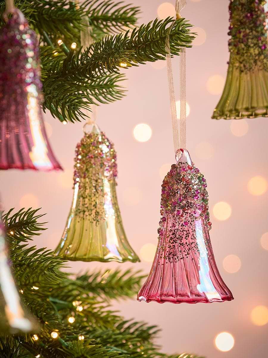 Six Encrusted Glass Baubles