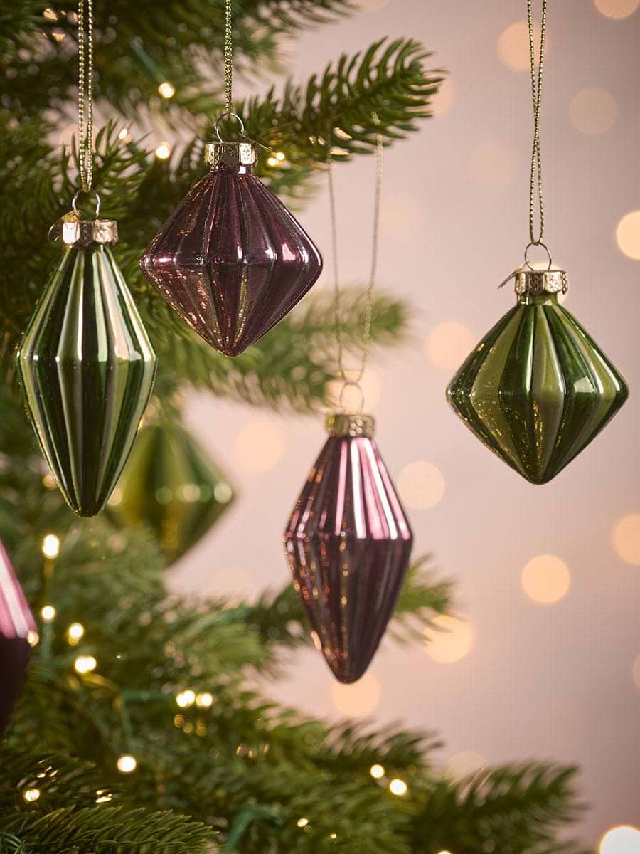 Eight Striped Glass Baubles