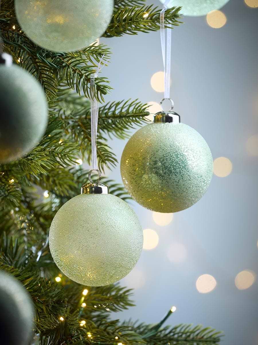Six Mint Speckled Shatterproof Baubles