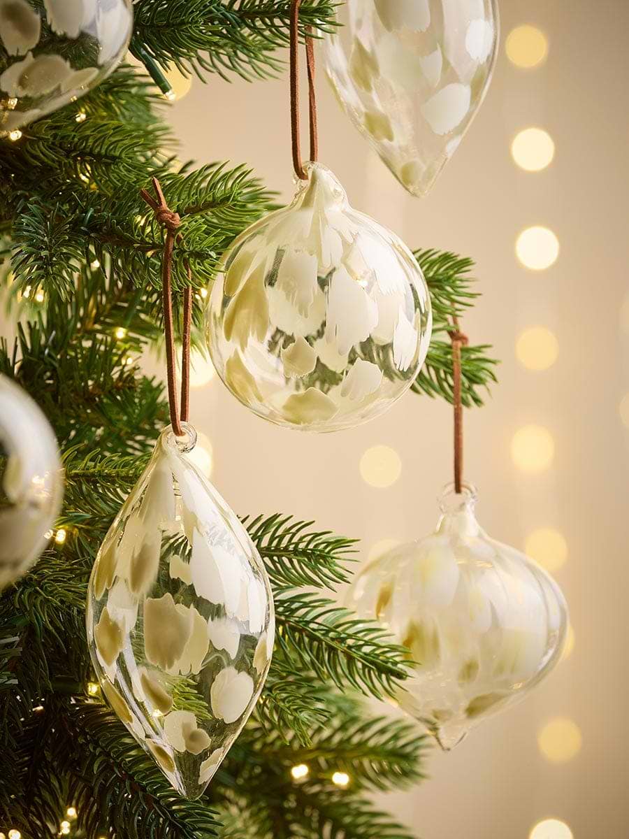 Six Swirly Dot Glass Baubles