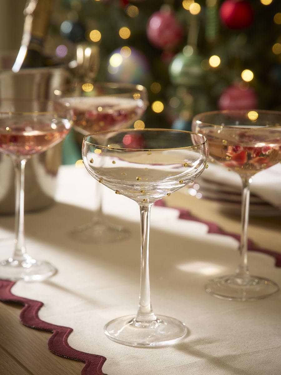 Four Gold Dot Champagne Coupe