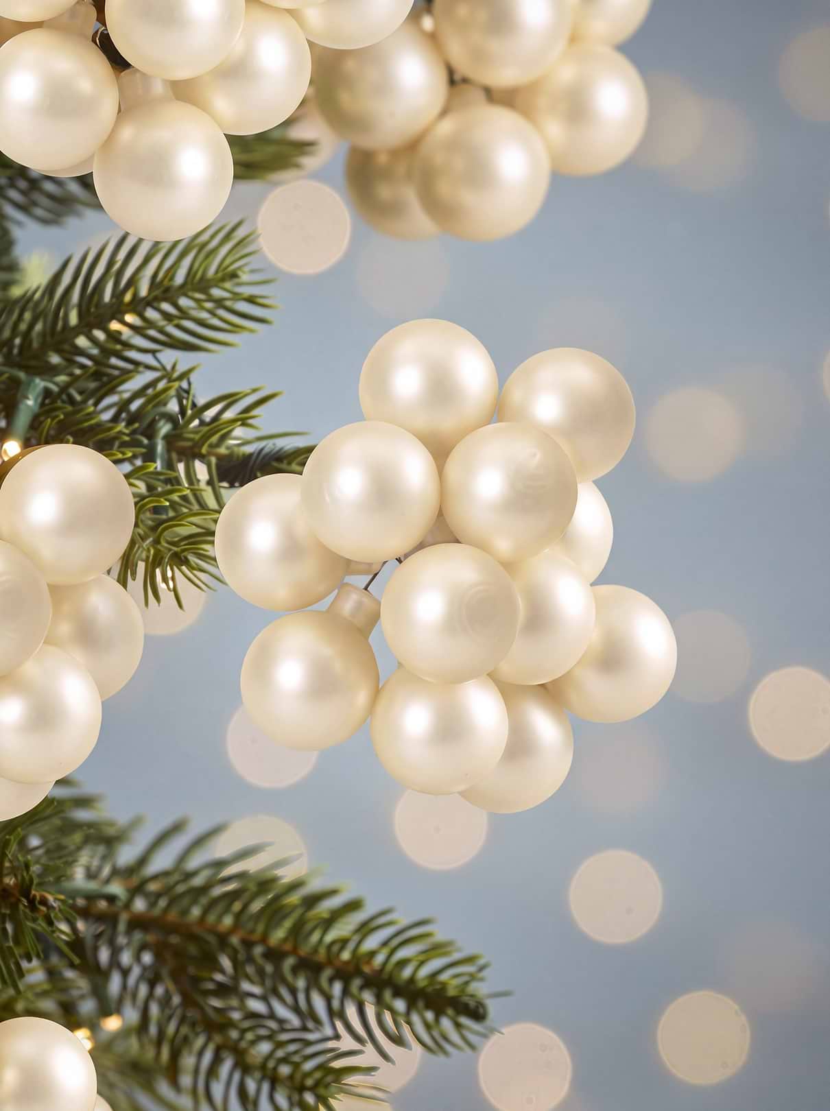 Twelve Glass Bauble Picks - Cream