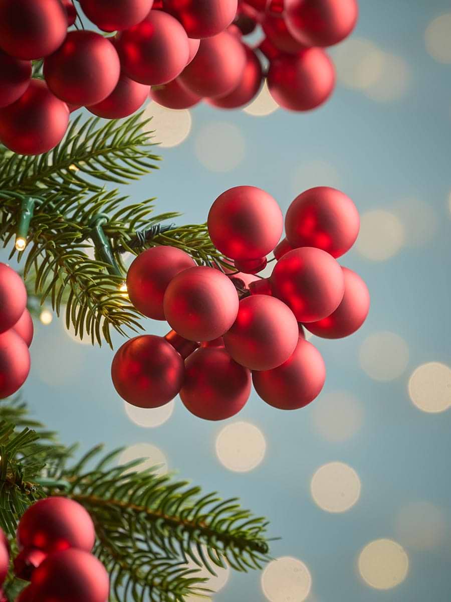 Twelve Glass Bauble Picks - Berry Red
