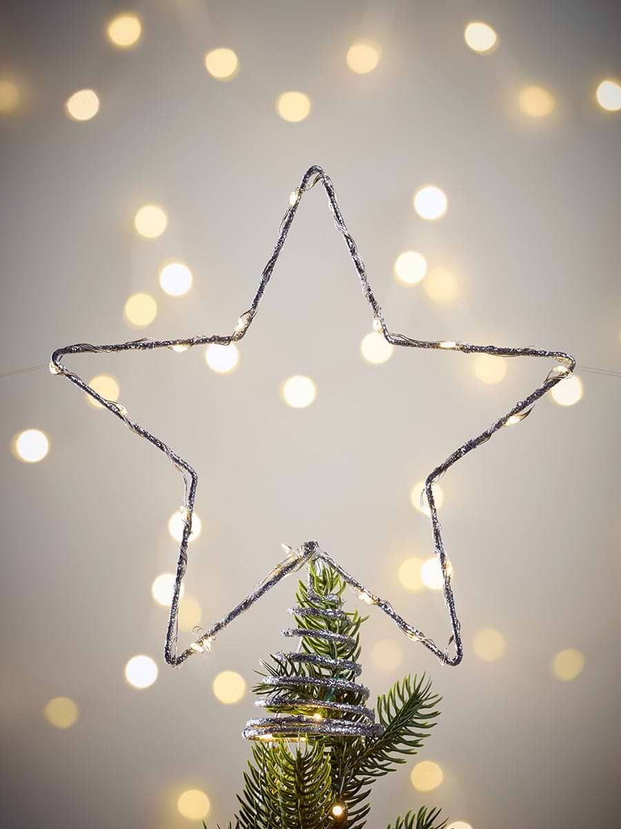 Star Silhouette Light Up Tree Topper - Silver