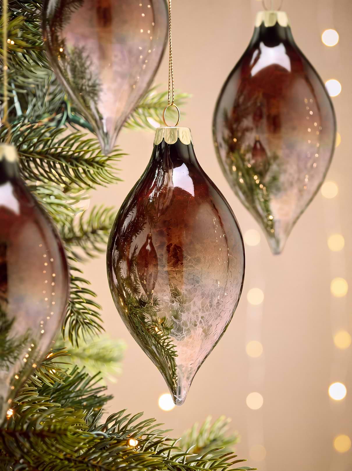 Six Brown Ombre Glass Drops