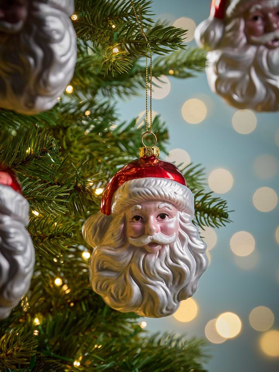Six Jolly Santa Head Baubles