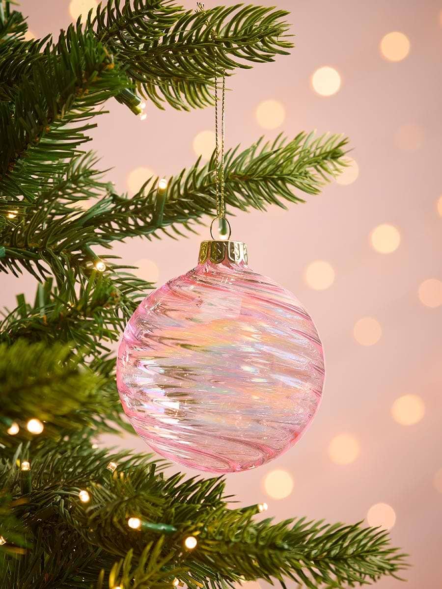 Six Swirly Iridescent  Glass Baubles
