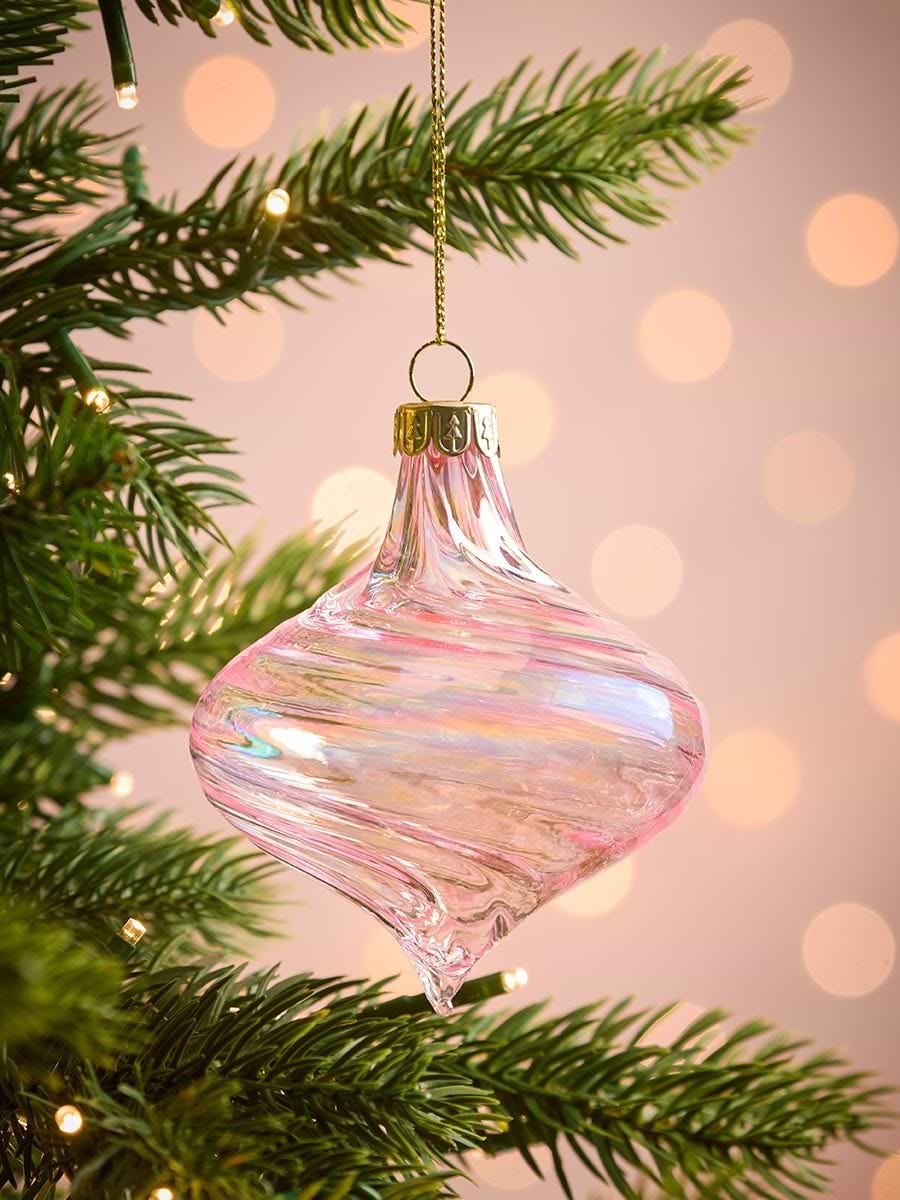 Six Swirly Iridescent  Glass Drops